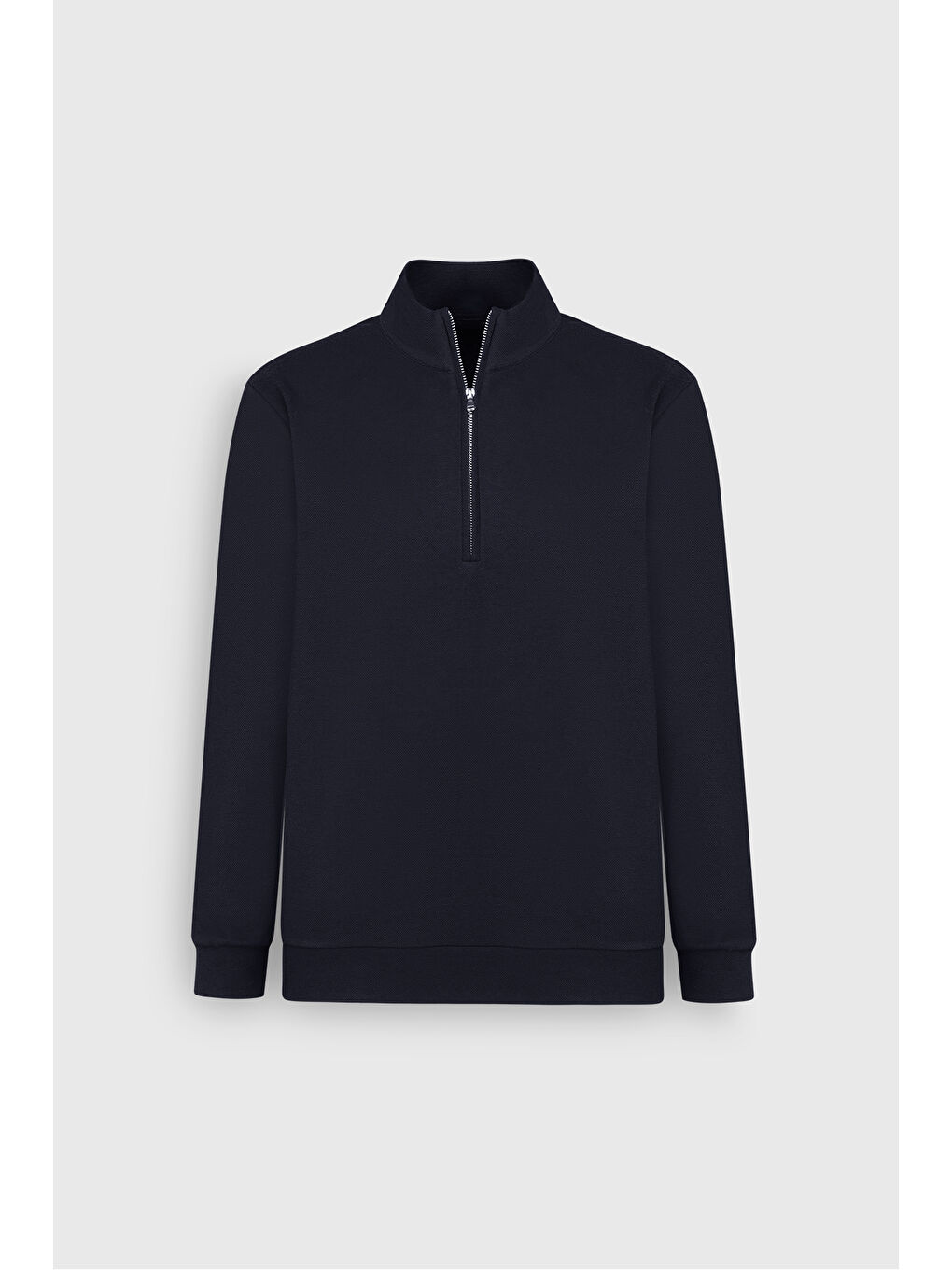 Erkek Lacivert Sıcak Tutan Regular Fit Rahat Kesim Bato Dik Yaka Esnek Sweatshirt-5