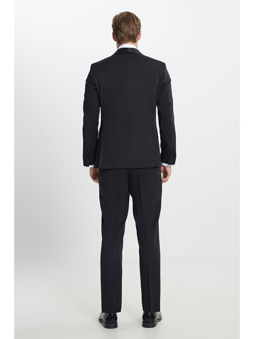 Erkek Siyah Slim Fit Dar Kesim Kırlangıç Yaka Desenli Klasik Smokin Takım-8