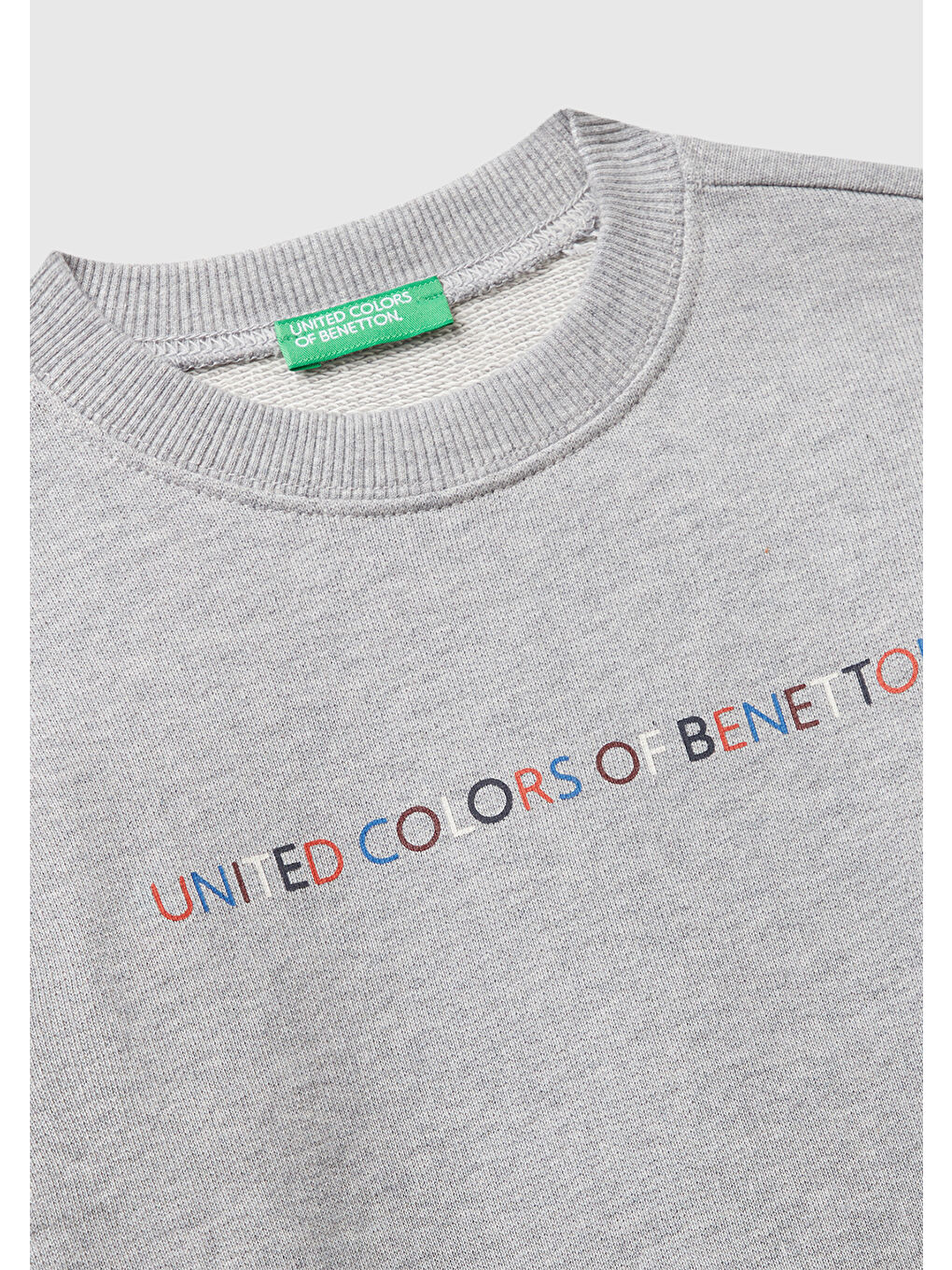 Erkek Çocuk Gri Melanj Önü Logo Baskılı Bisiklet Yaka Sweatshirt-2