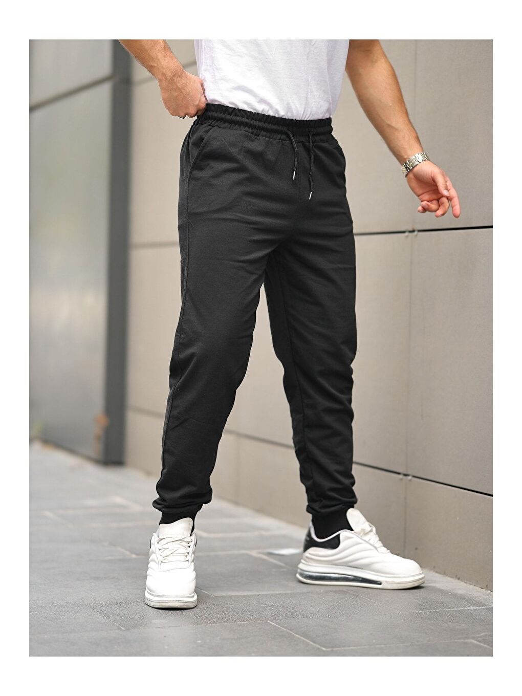 Siyah Unisex Antrasit Paça Lastikli Eşofman-1