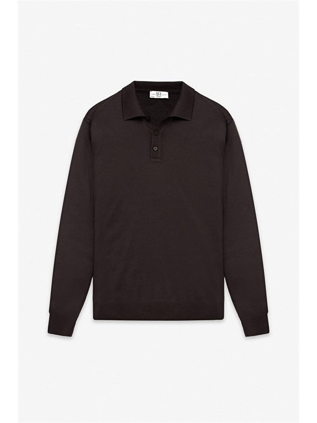 Kahverengi Koyu Kahve Regular Düz Düğmeli Polo Yaka Kazak-5