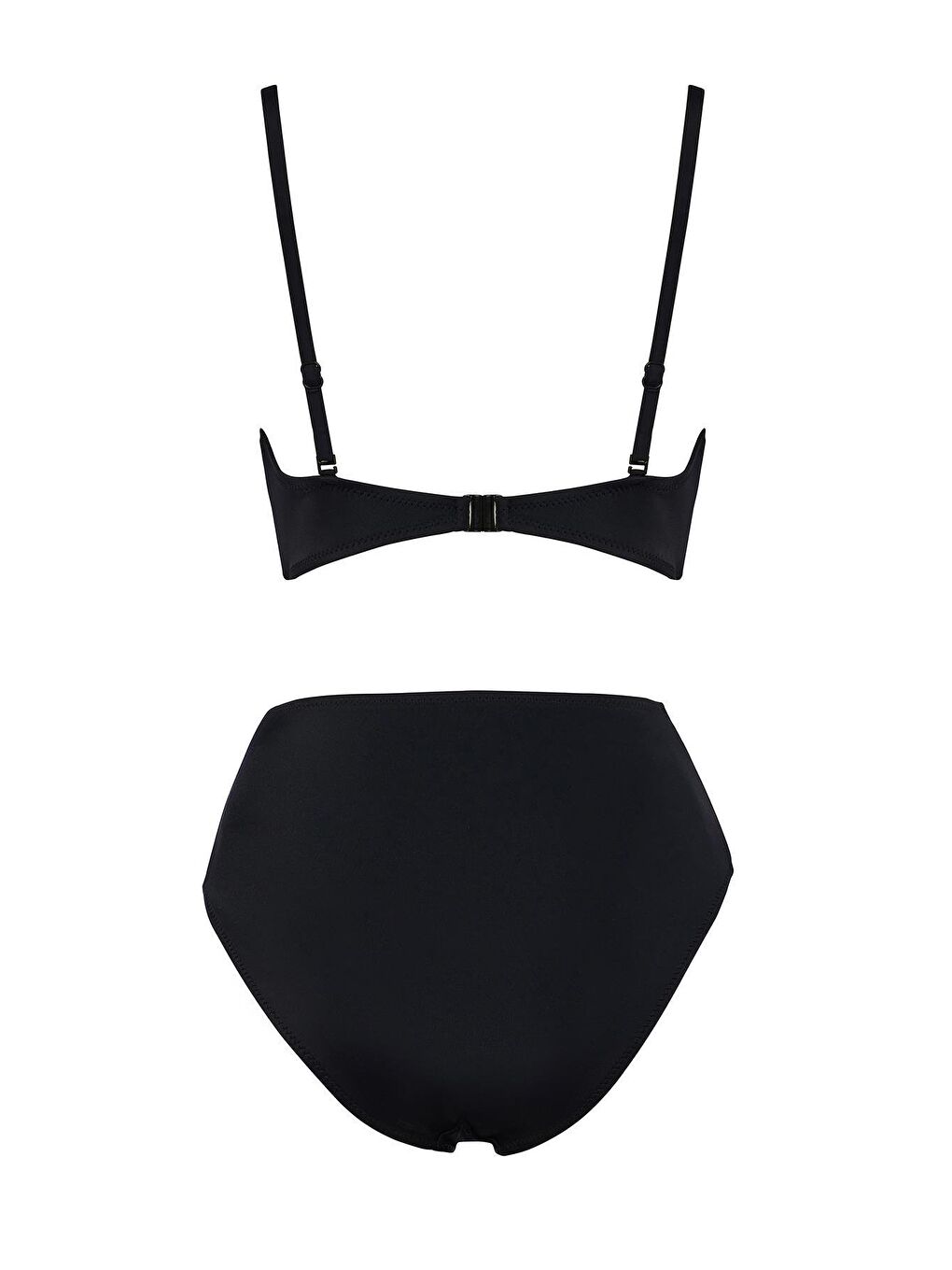 Siyah Straplez Özel Tasarım Aksesuarlı Bikini Takım-1
