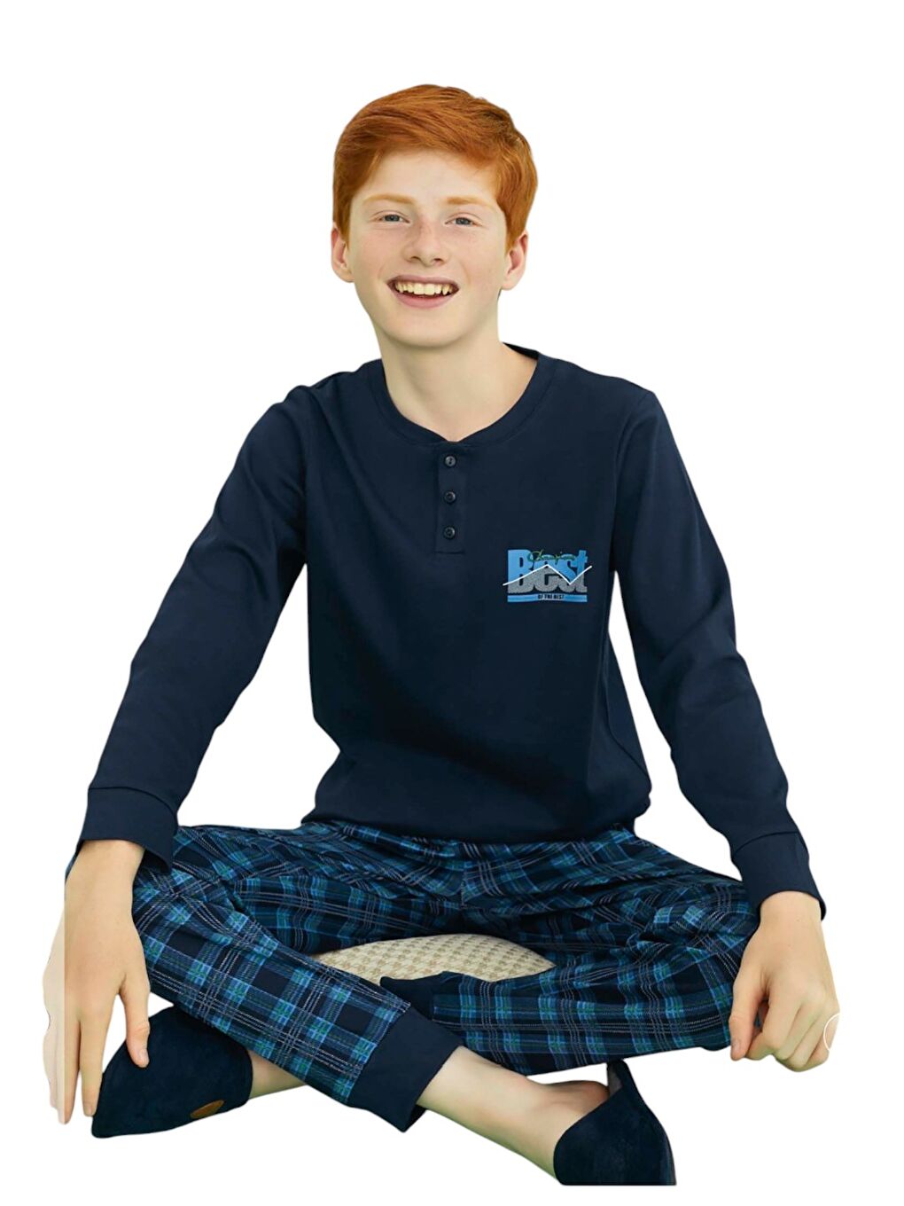 Lacivert Erkek Garson İnterlok Pijama Takım