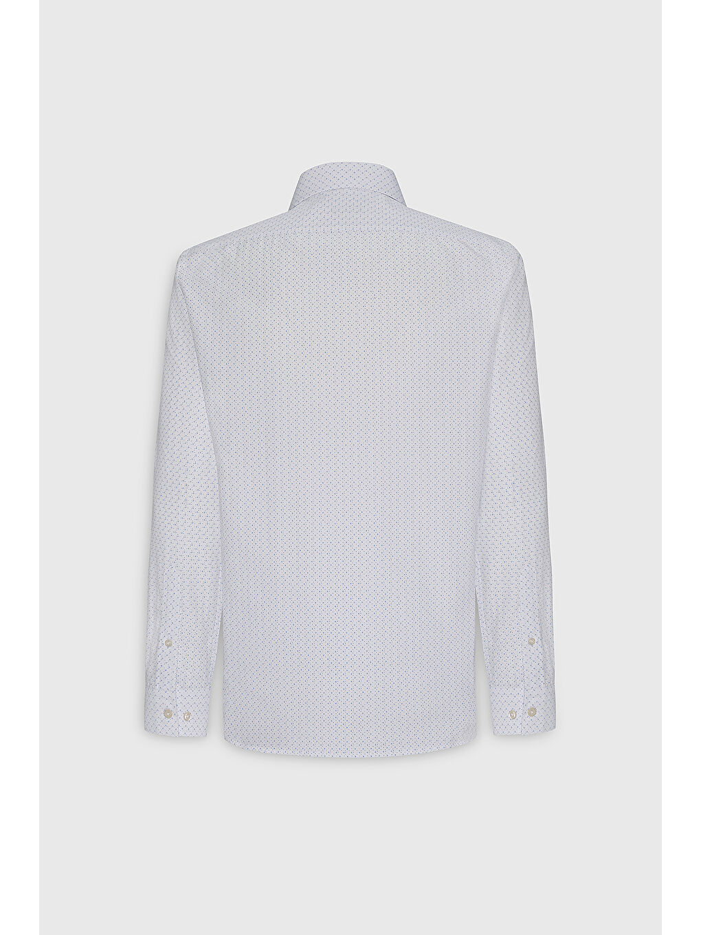 Erkek Beyaz-Mavi Slim Fit Dar Kesim Klasik Yaka Pamuklu Armürlü Gömlek-1