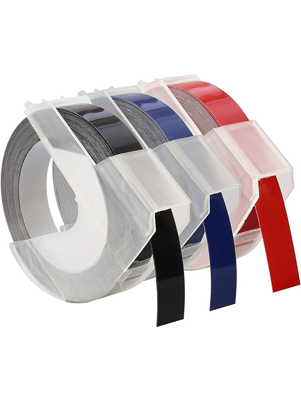 Dymo 3D Plastik Kabartma Yedek Şerit 9mmx3mt 3 lü Blister Siyah-Mavi-Kırmızı (S0847750)-1