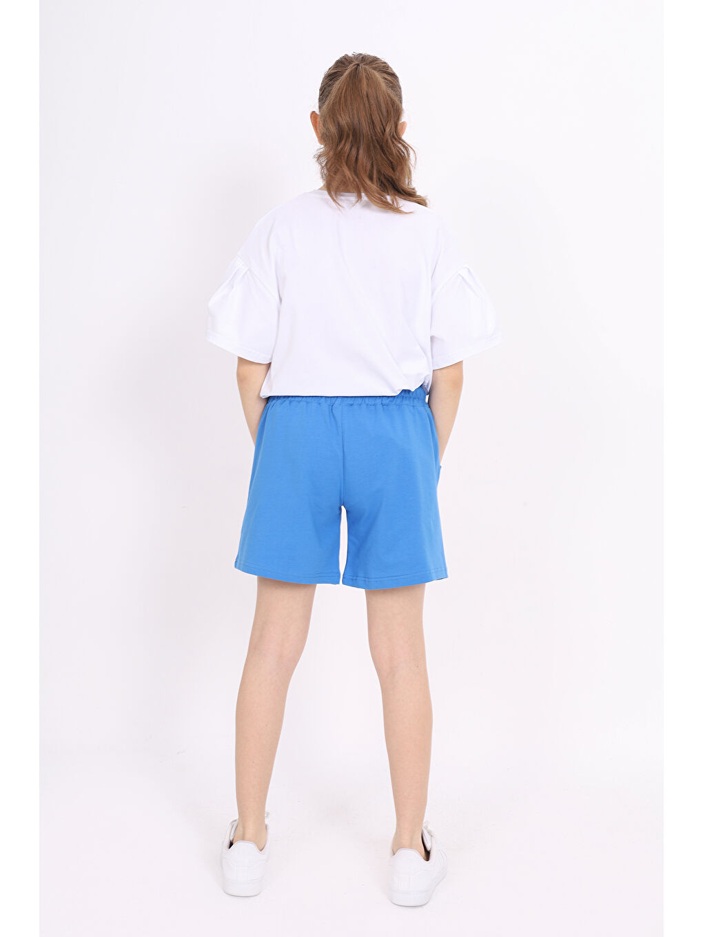 Mavi Kız Çocuk Baskılı Şortlu Takım-3