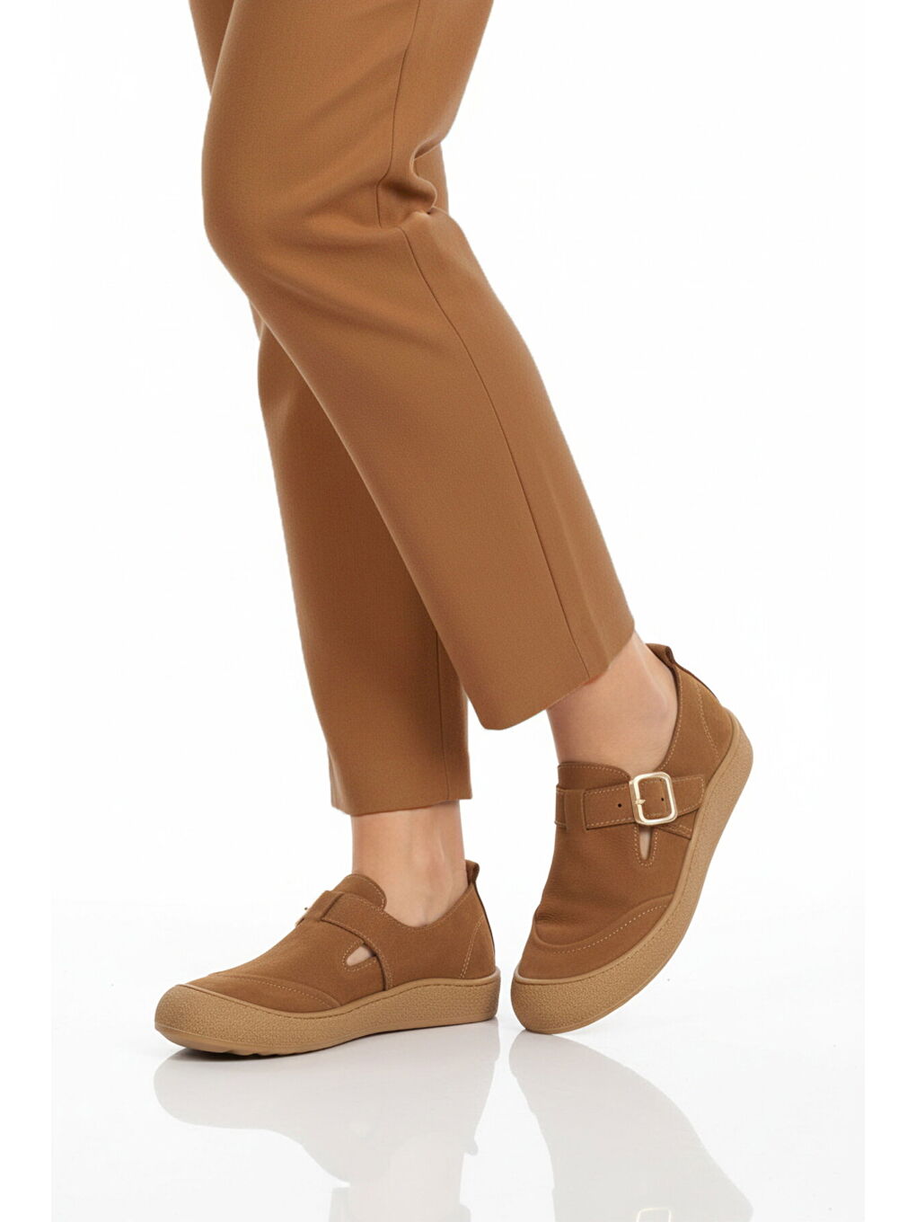 Kahverengi Premium Taba Hakiki Deri Hafif Esnek Kadın Casual Ayakkabı 234 Z