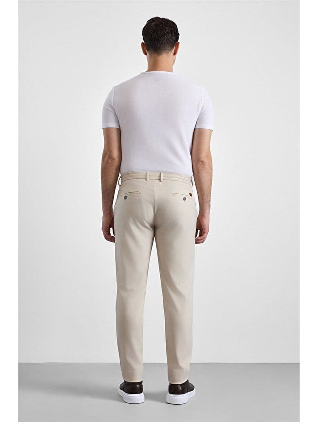 Bej Slim Düz Jogger Pantolon-4