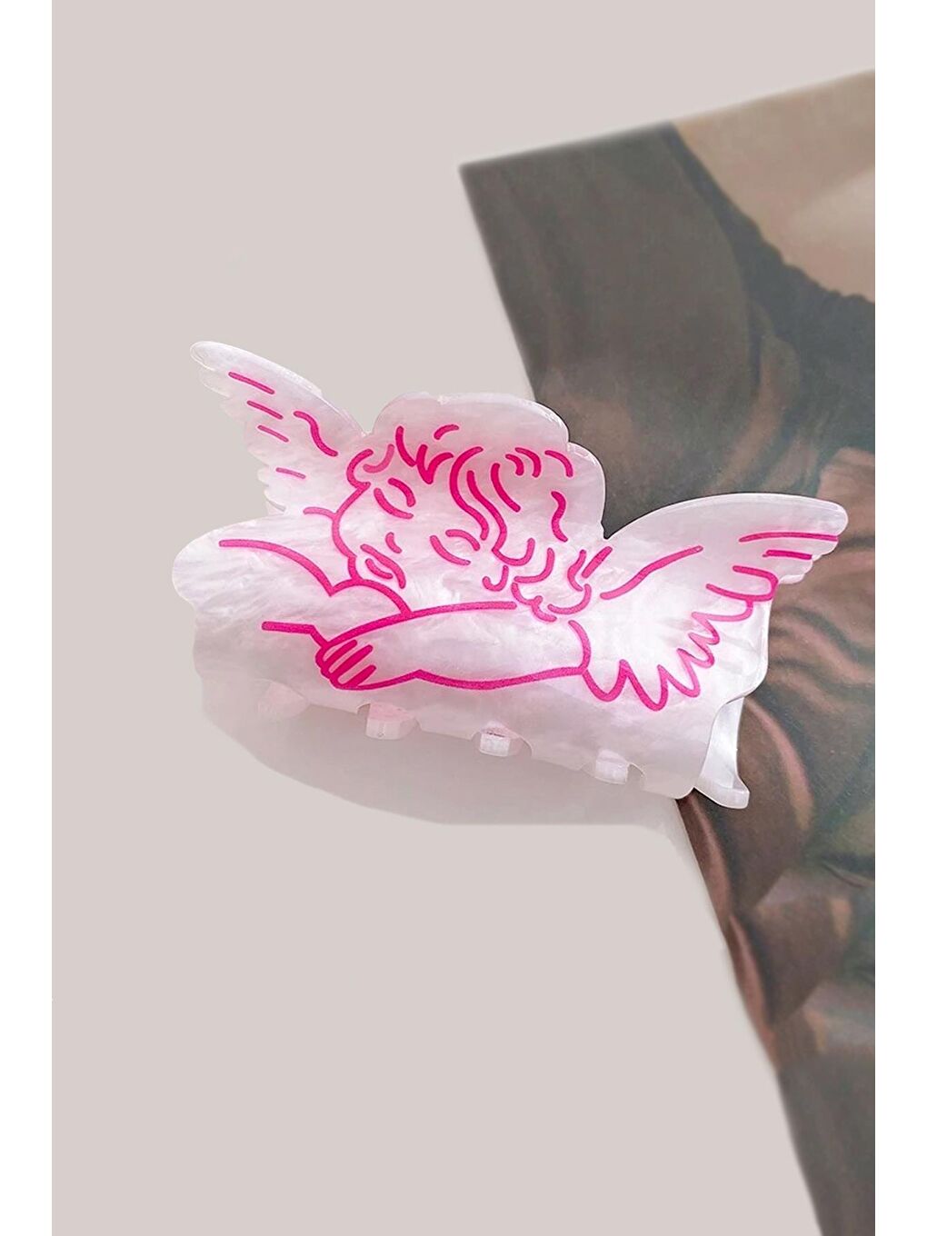 Beyaz Baby Angel Pembe Melek Asetat Mandal Toka-1