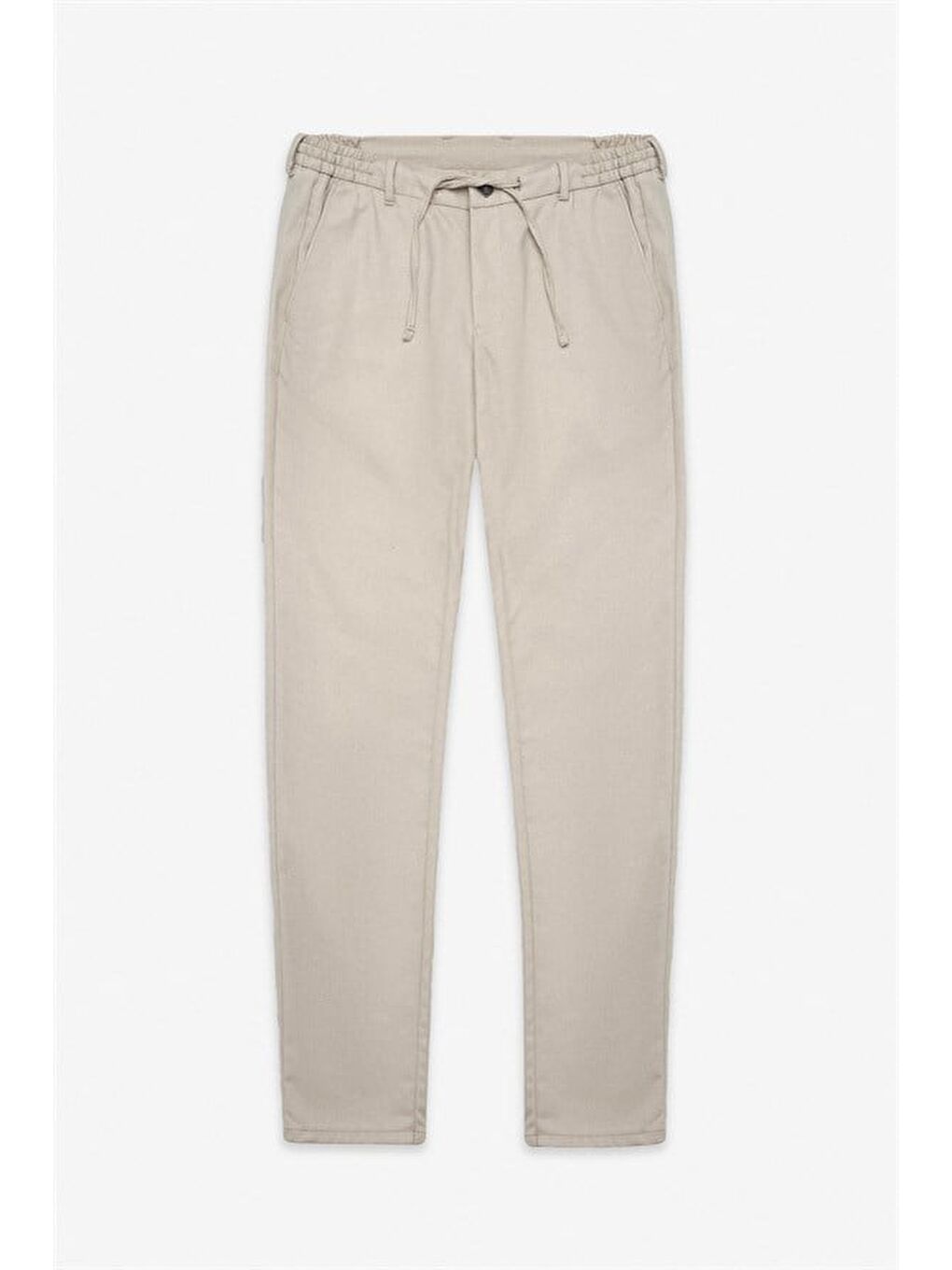 Bej Slim Düz Jogger Pantolon-5