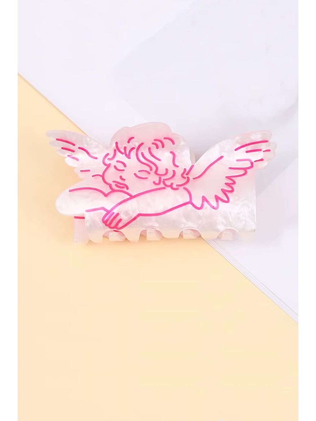 Beyaz Baby Angel Pembe Melek Asetat Mandal Toka-3