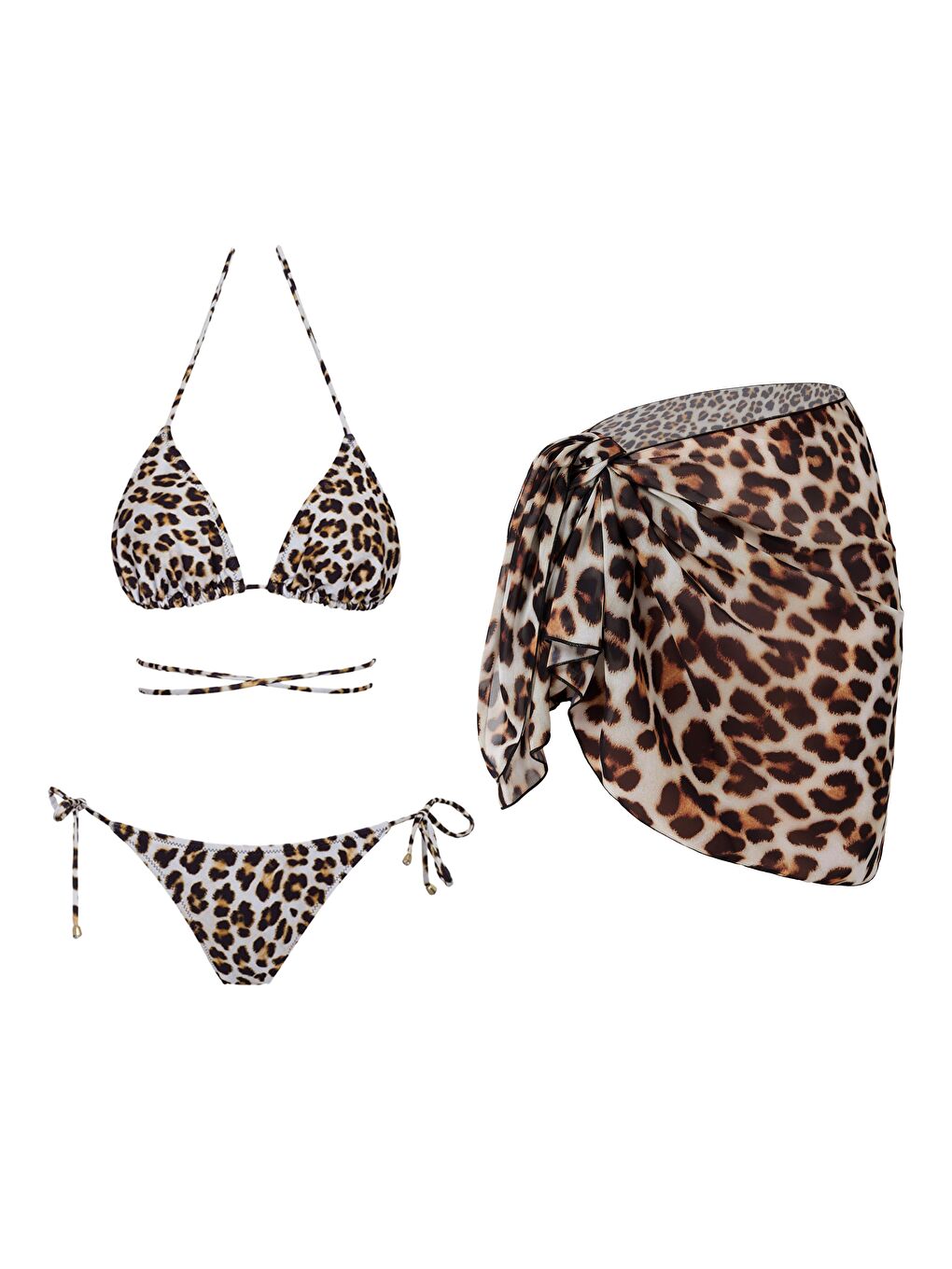 Karışık Pareolu Brezilya Bikini Takım