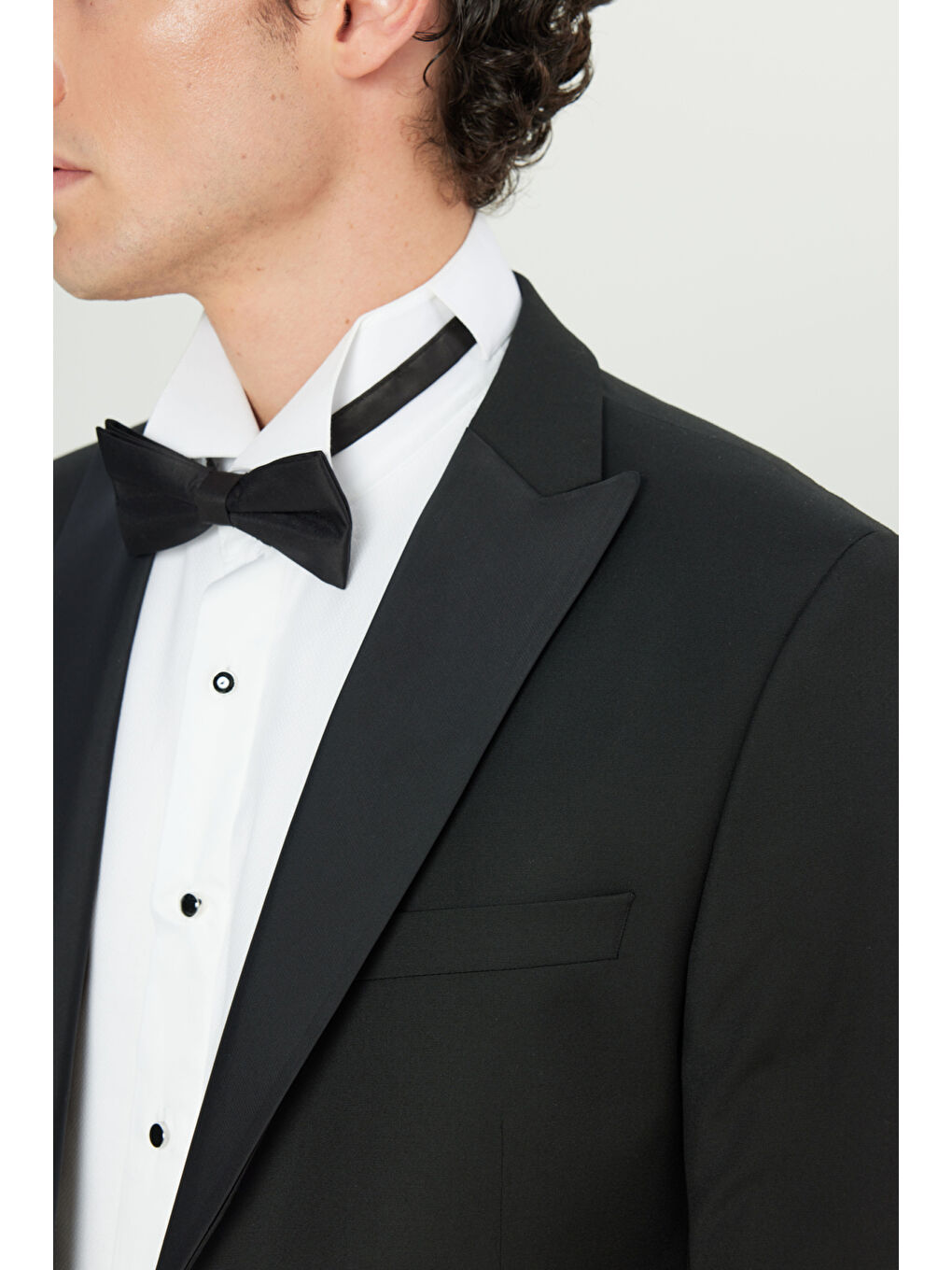 Erkek Siyah Slim Fit Dar Kesim Çıkma Kırlangıç Yaka Kapak Cepli Damatlık Smokin Takım-5