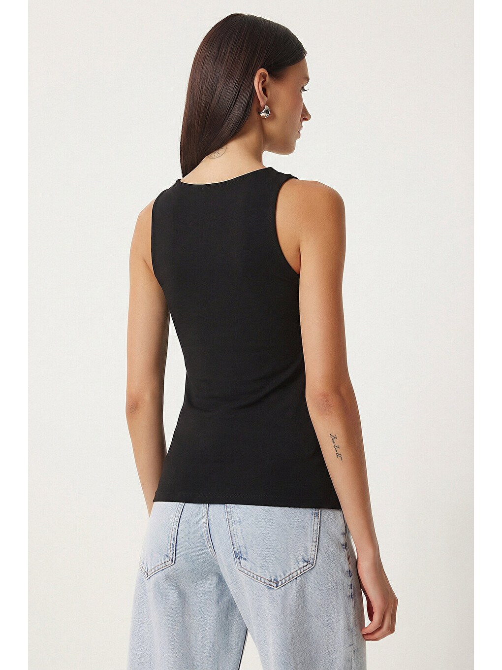 Siyah 2’li Paket Basic Örme Bluz SİYAH BEYAZ LRN0011-4