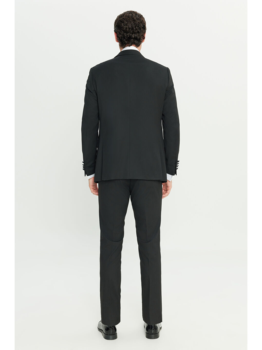 Erkek Siyah Slim Fit Dar Kesim Çıkma Kırlangıç Yaka Kapak Cepli Damatlık Smokin Takım-7