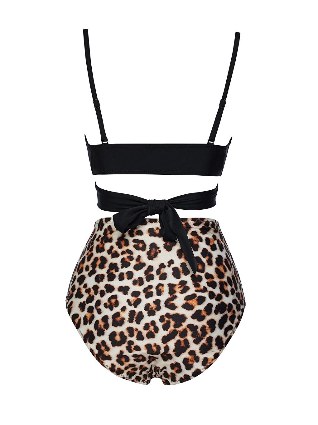 Karışık Yüksek Bel Çapraz Bağcıklı Bikini Takım-1