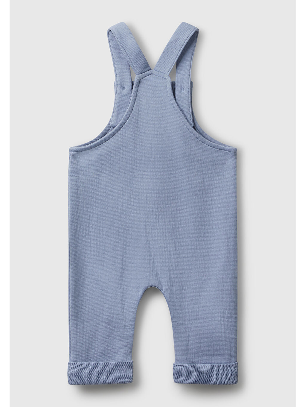 Bebek Mavi Önü Logo Etiketli Kese Cepli Düğmeli Tulum-1