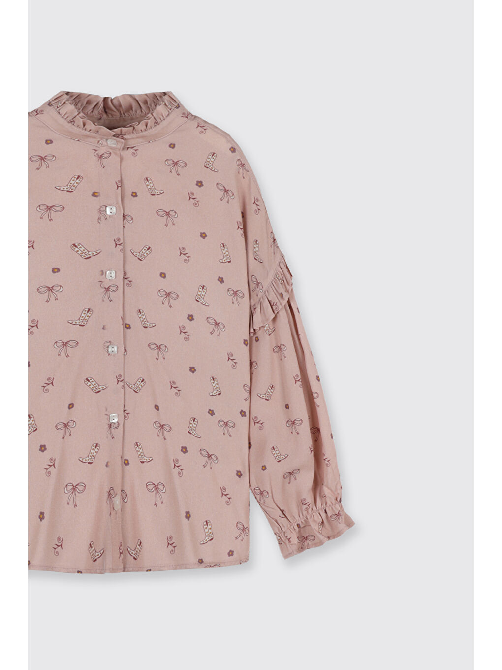 Kız Çocuk Desenli Gömlek Pembe-4