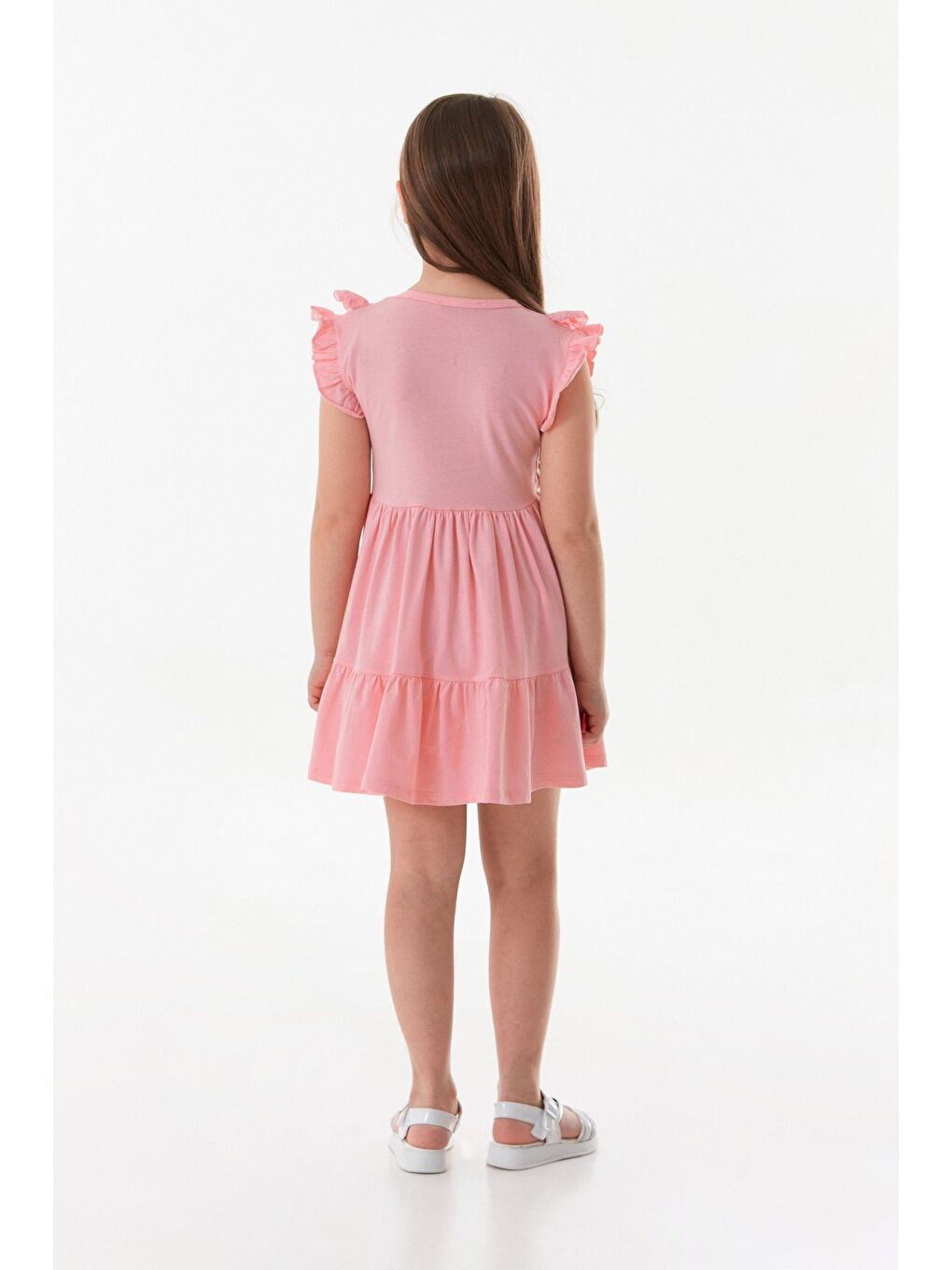 Pembe Yakası Güpürlü Kız Çocuk Elbise-3