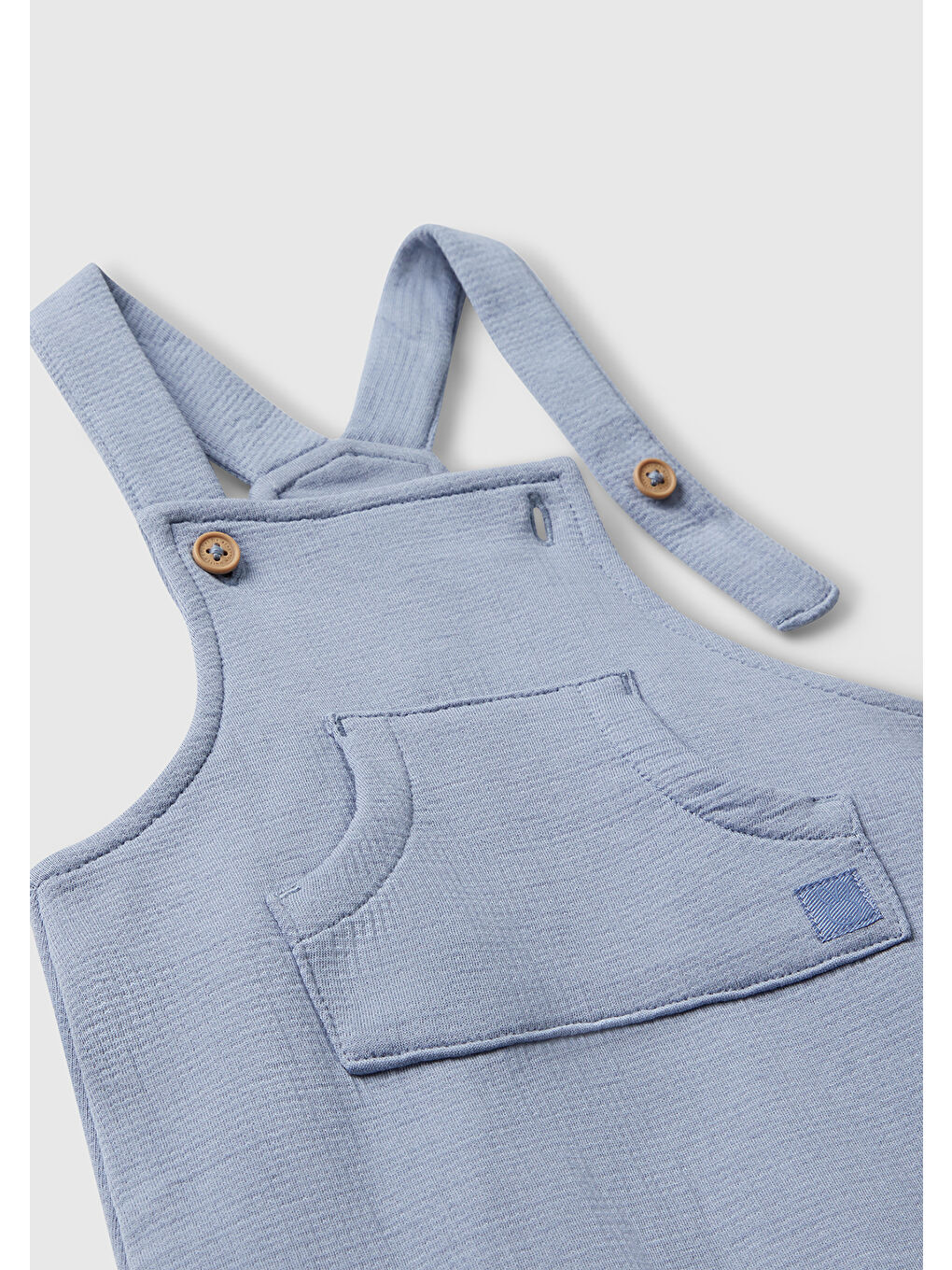 Bebek Mavi Önü Logo Etiketli Kese Cepli Düğmeli Tulum-2