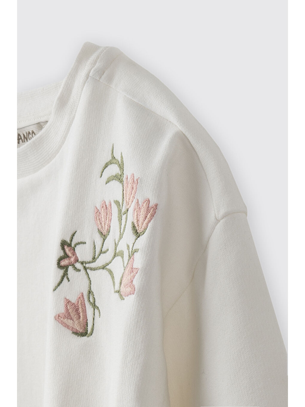 Kız Çocuk Nakış Detaylı Sweatshirt Ekru-1