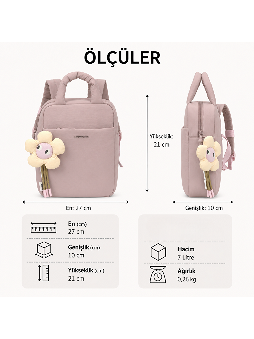 Pembe Mini Minoa Bebek Çocuk Sırt Çantası Powder Rose-2