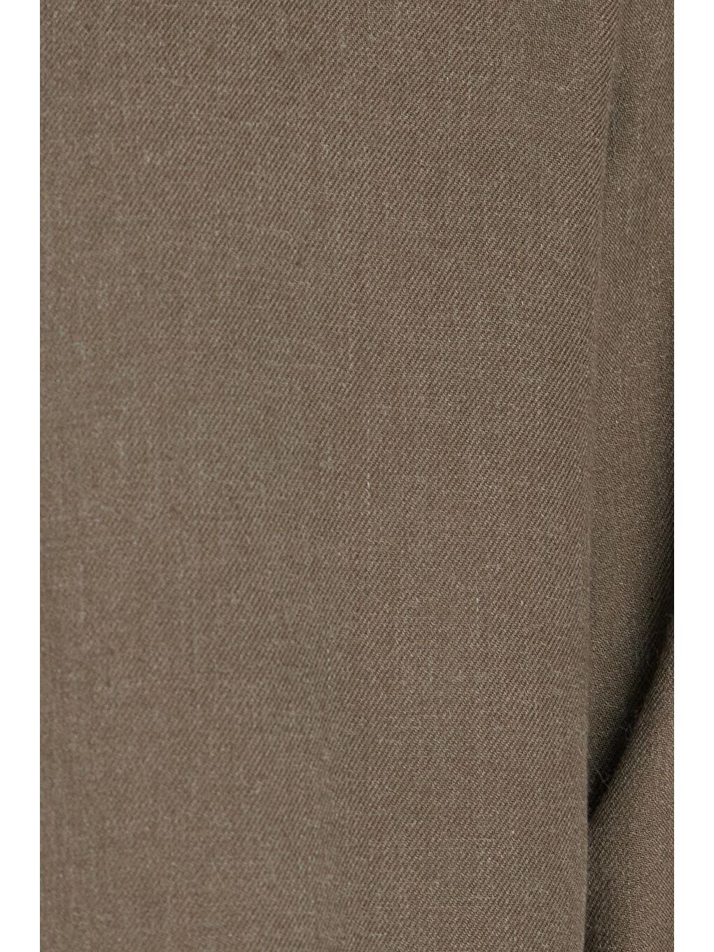 Kadın Slim Fit Düğmeli Yaka Kışlık Yün Viskon Düz Haki Gömlek-5