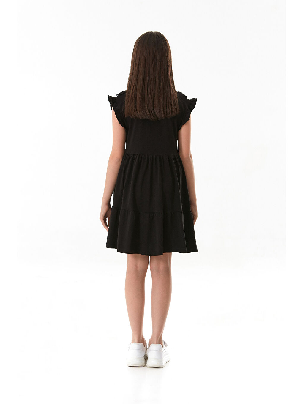 Siyah Yakası Güpürlü Kız Çocuk Elbise-2