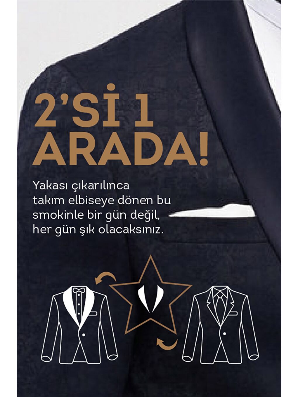 Erkek Lacivert Slim Fit Desenli Smokin Damatlık-5