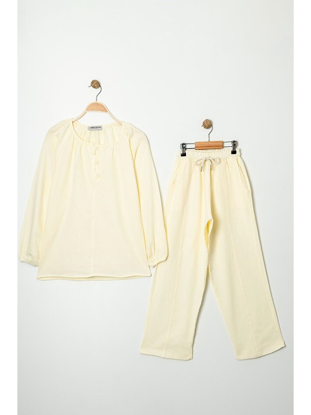 Ekru Kız Çocuk %100 Jüt Pamuk Alt-Üst Takım P1038