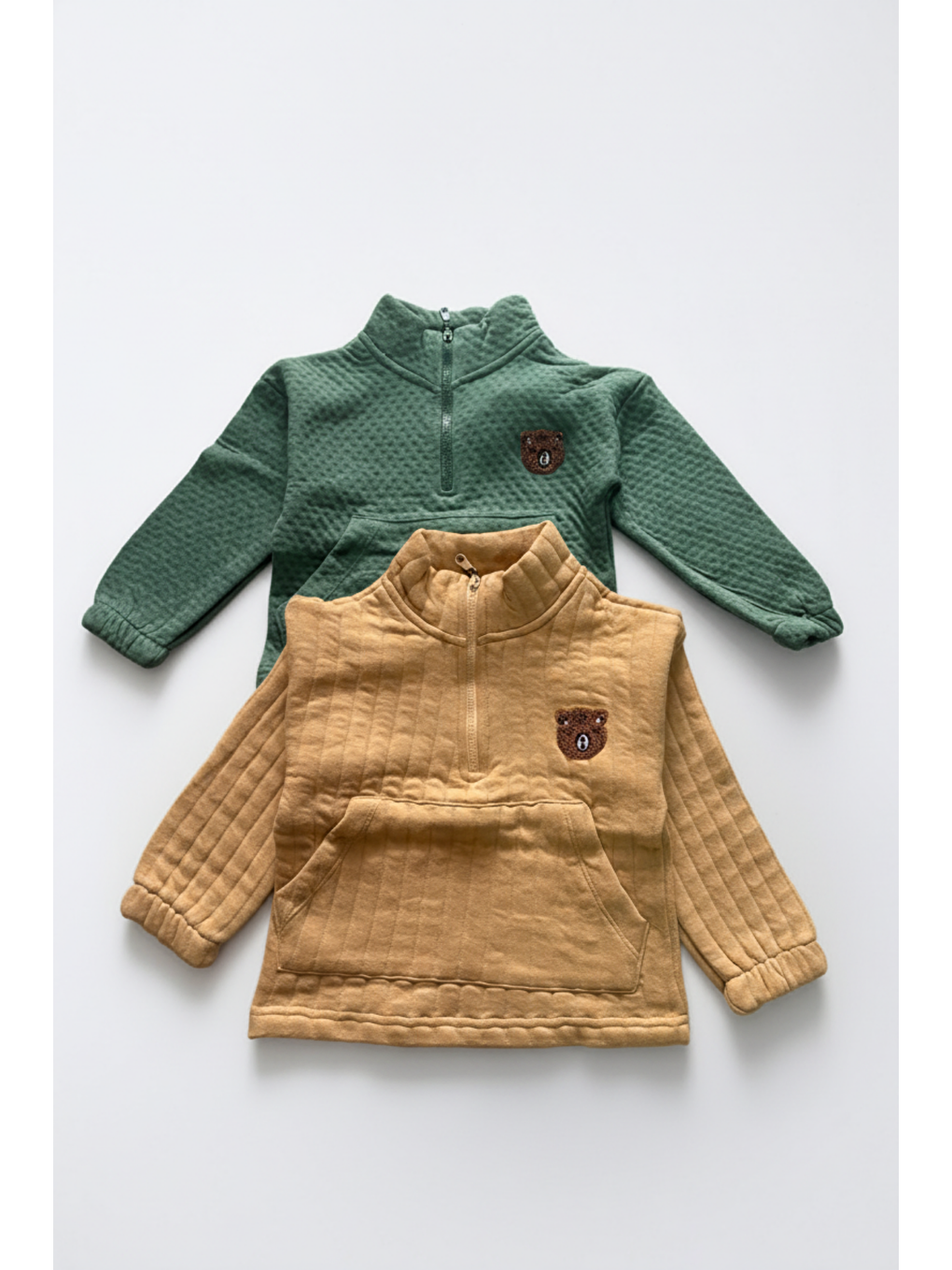 Karışık Unisex Çocuk Pamuklu Ayıcık Nakışlı Fermuarlı Sweatshirt – Sıcak Ve Yumuşak Kumaş