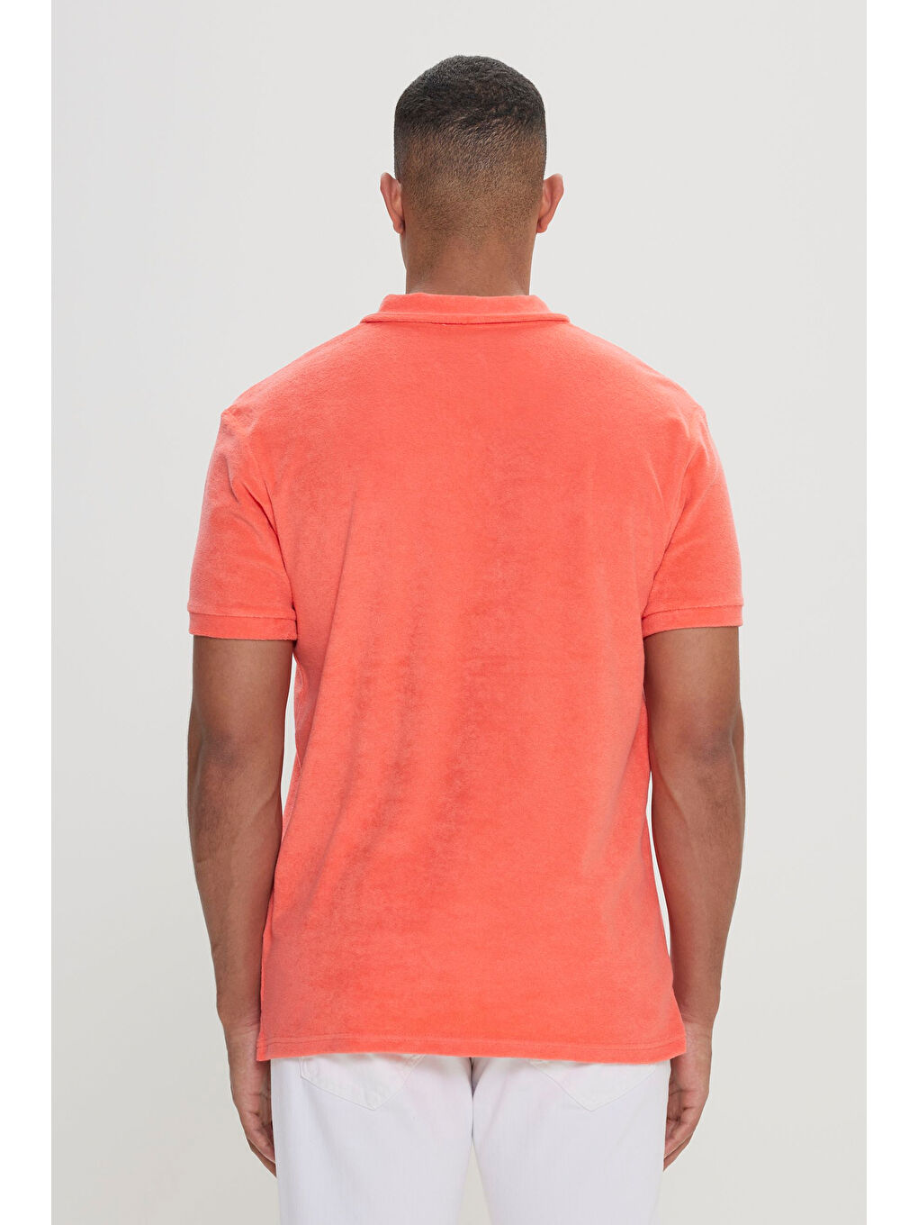 Erkek Mercan Slim Fit Dar Kesim Pamuklu Havlu Kumaş Polo Yaka Tişört-3