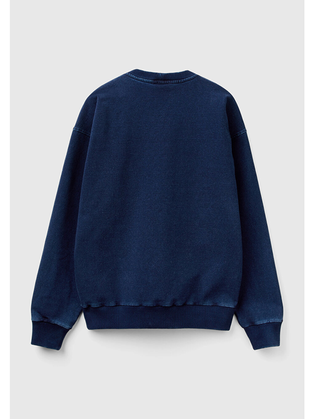 United Colors Of Benetton Erkek İndigo Pamuk Karışımlı Indigo Efekt Slogan Baskılı Sweatshirt - 3