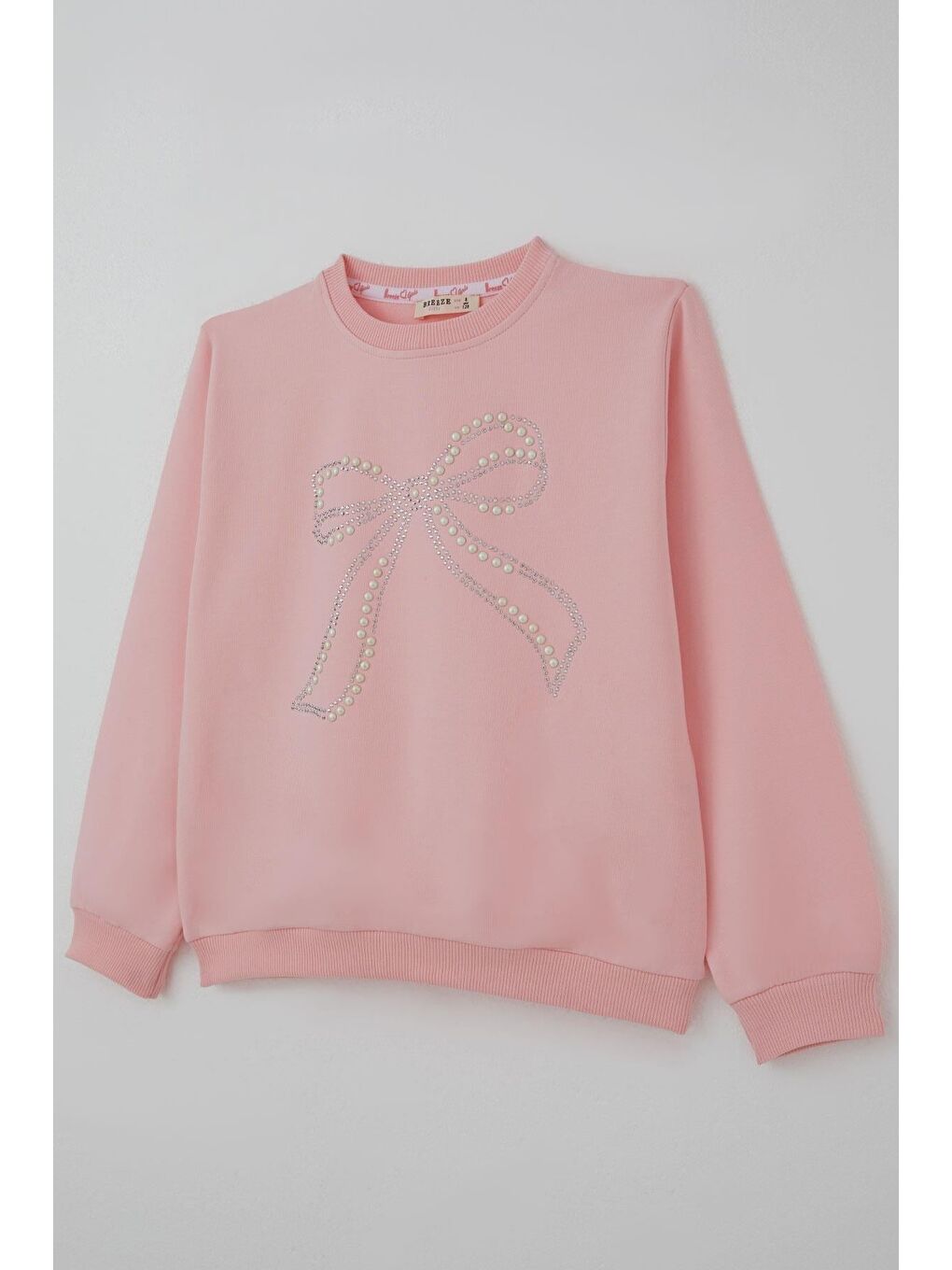 Kız Çocuk Sweatshirt İnci Taş İşlemeli Pembe (7-12 Yaş)-5