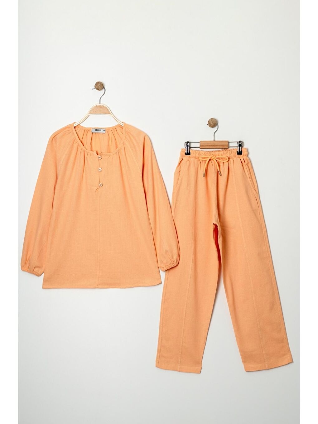 Turuncu Kız Çocuk %100 Jüt Pamuk Alt-Üst Takım P1038