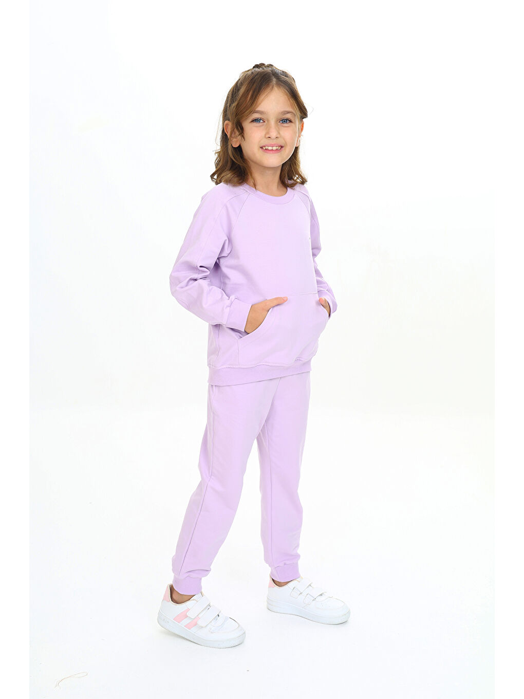 Lila Kız Çocuk Nakışlı Eşofman Takım-1