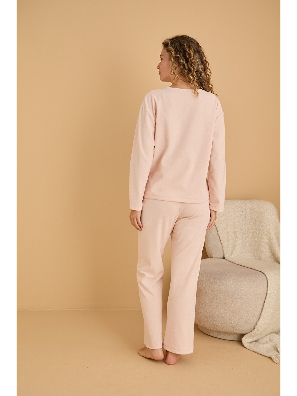Pembe Havlu Kumaş Örme Pijama Takım25226008-2