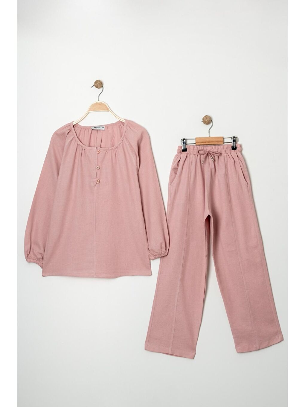 Pembe Kız Çocuk %100 Jüt Pamuk Alt-Üst Takım P1038