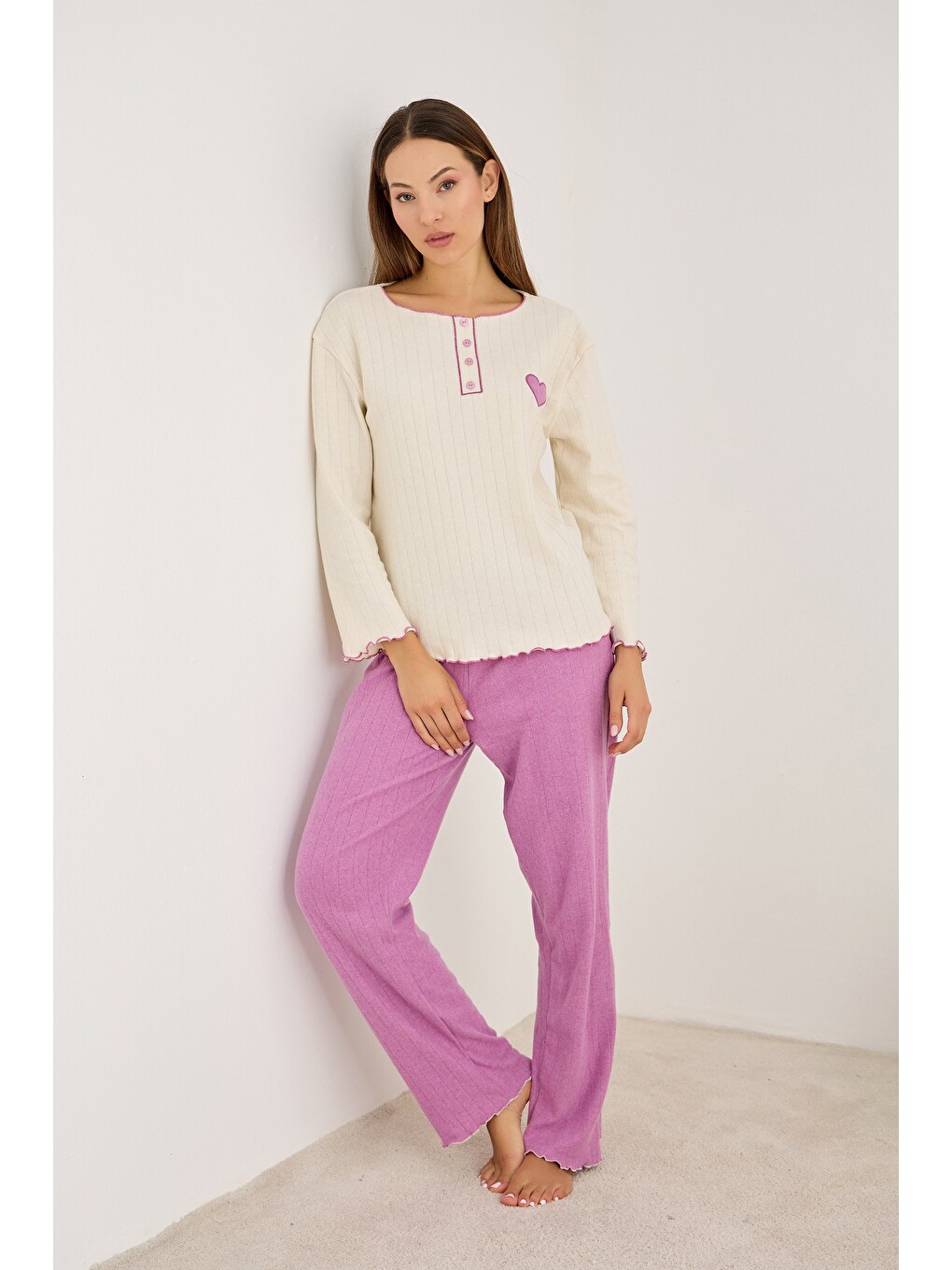 Pembe Örme İnterlok Pijama Takım25226009-1