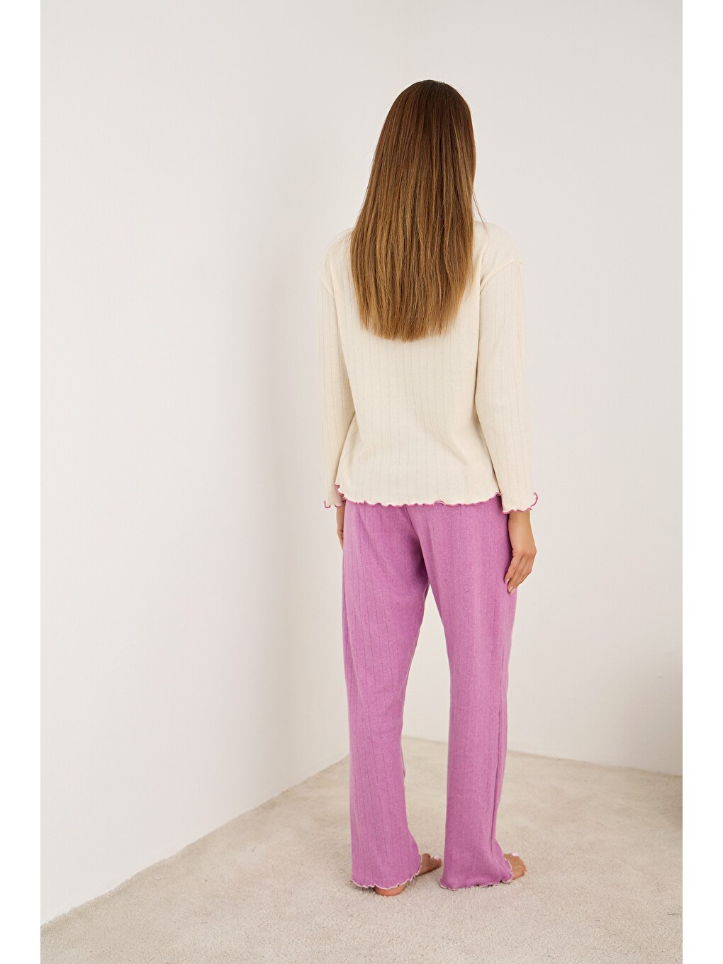 Pembe Örme İnterlok Pijama Takım25226009-2