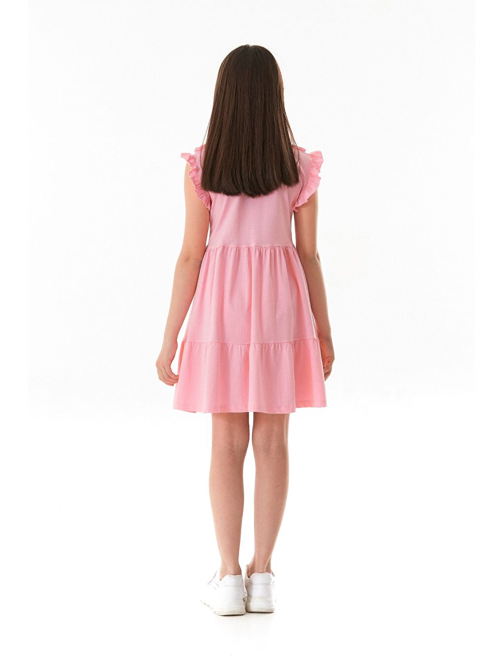 Pembe Yakası Güpürlü Kız Çocuk Elbise-3