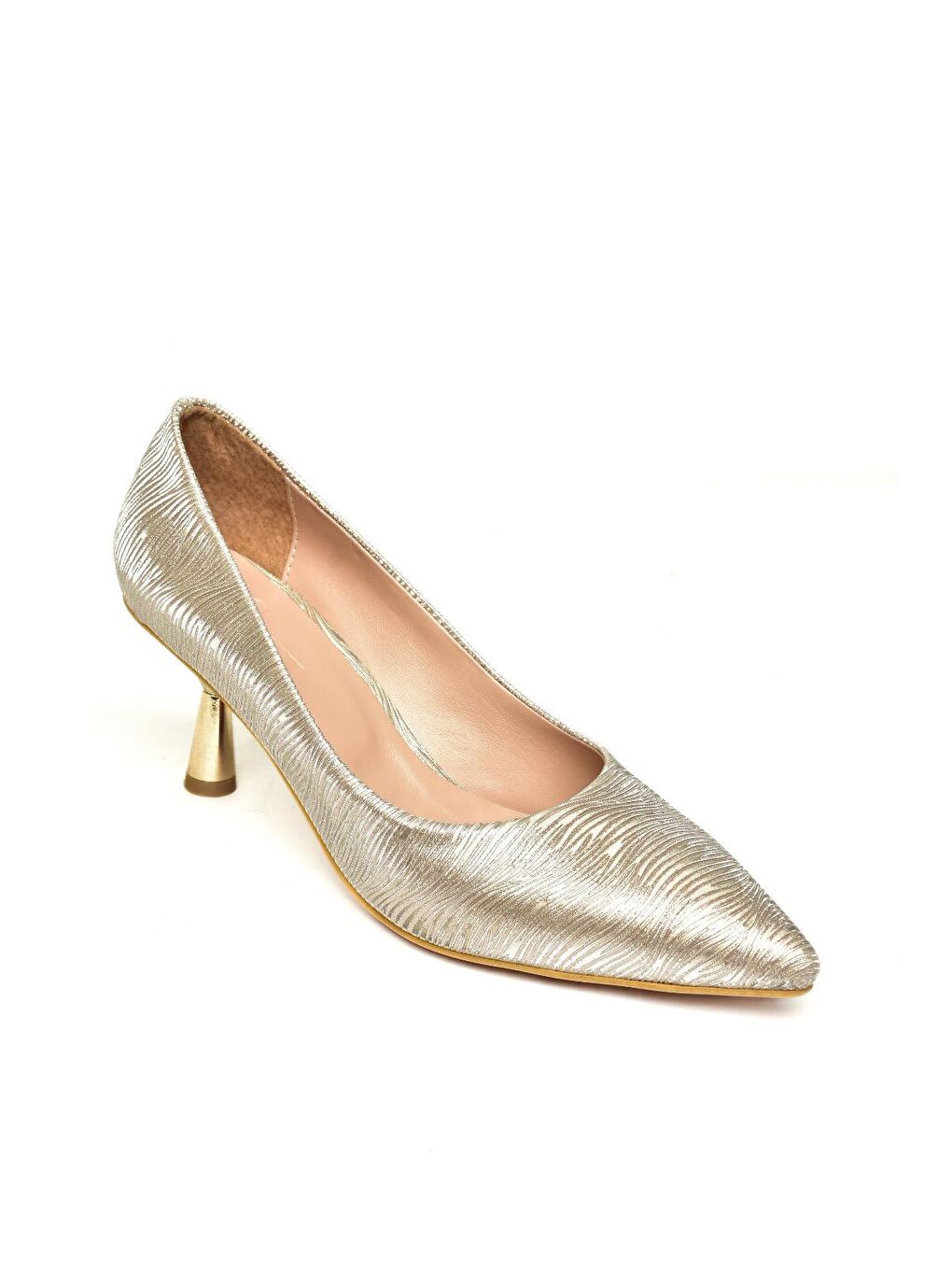 Sarı U6760340 Altın Kadın Topuklu Ayakkabı-1