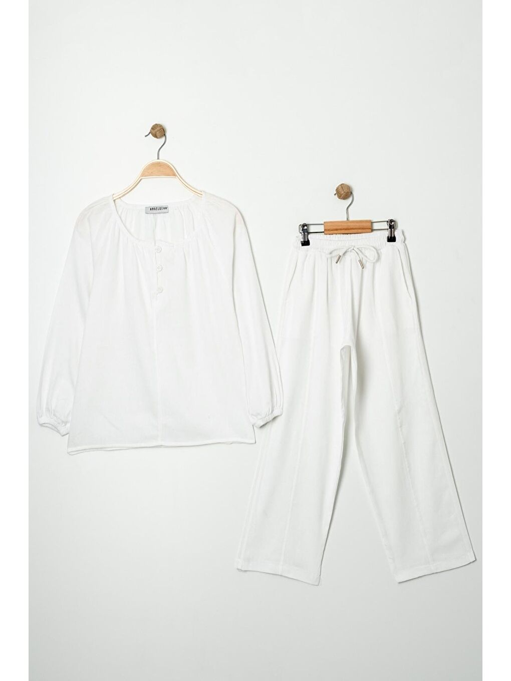 Beyaz Kız Çocuk %100 Jüt Pamuk Alt-Üst Takım P1038