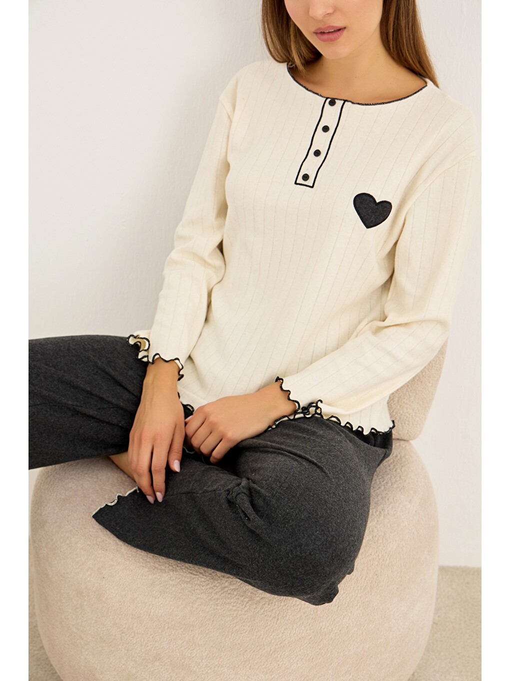 Antrasit Örme İnterlok Pijama Takım25226009