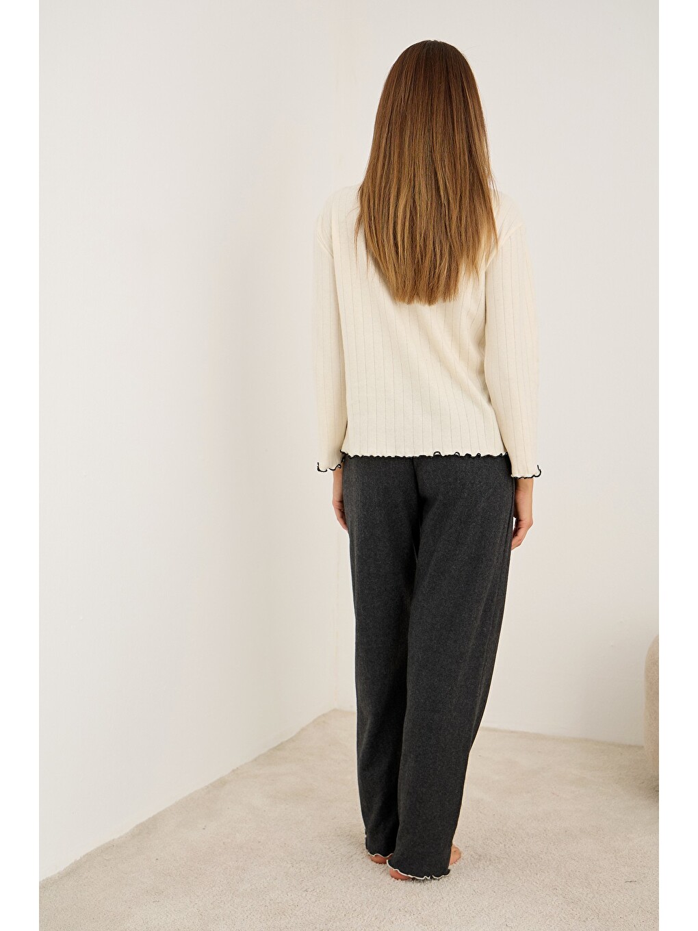 Antrasit Örme İnterlok Pijama Takım25226009-3