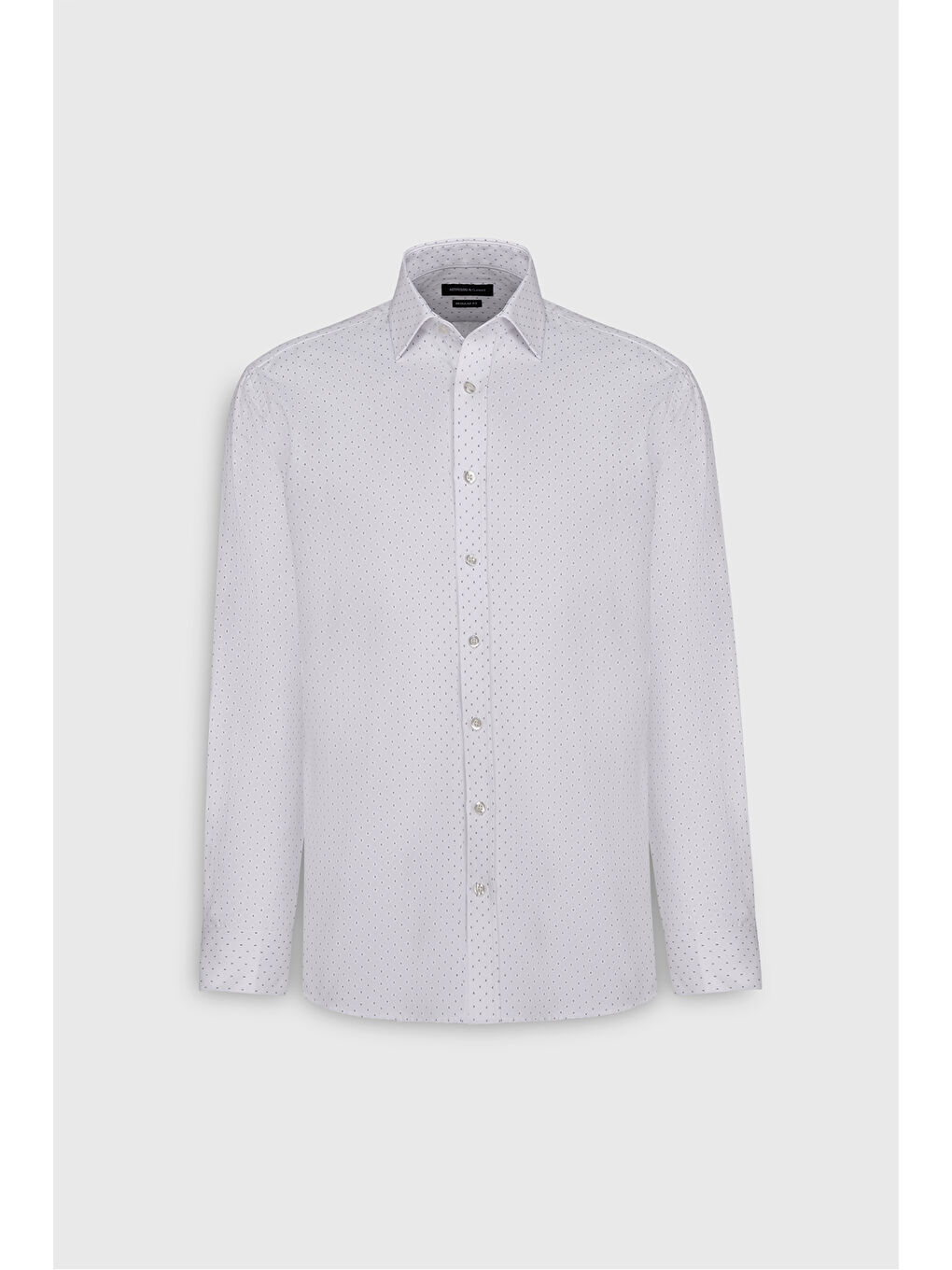 Erkek Beyaz-Haki Pamuklu Slim Fit Dar Kesim Klasik Yaka Armürlü Gömlek-5