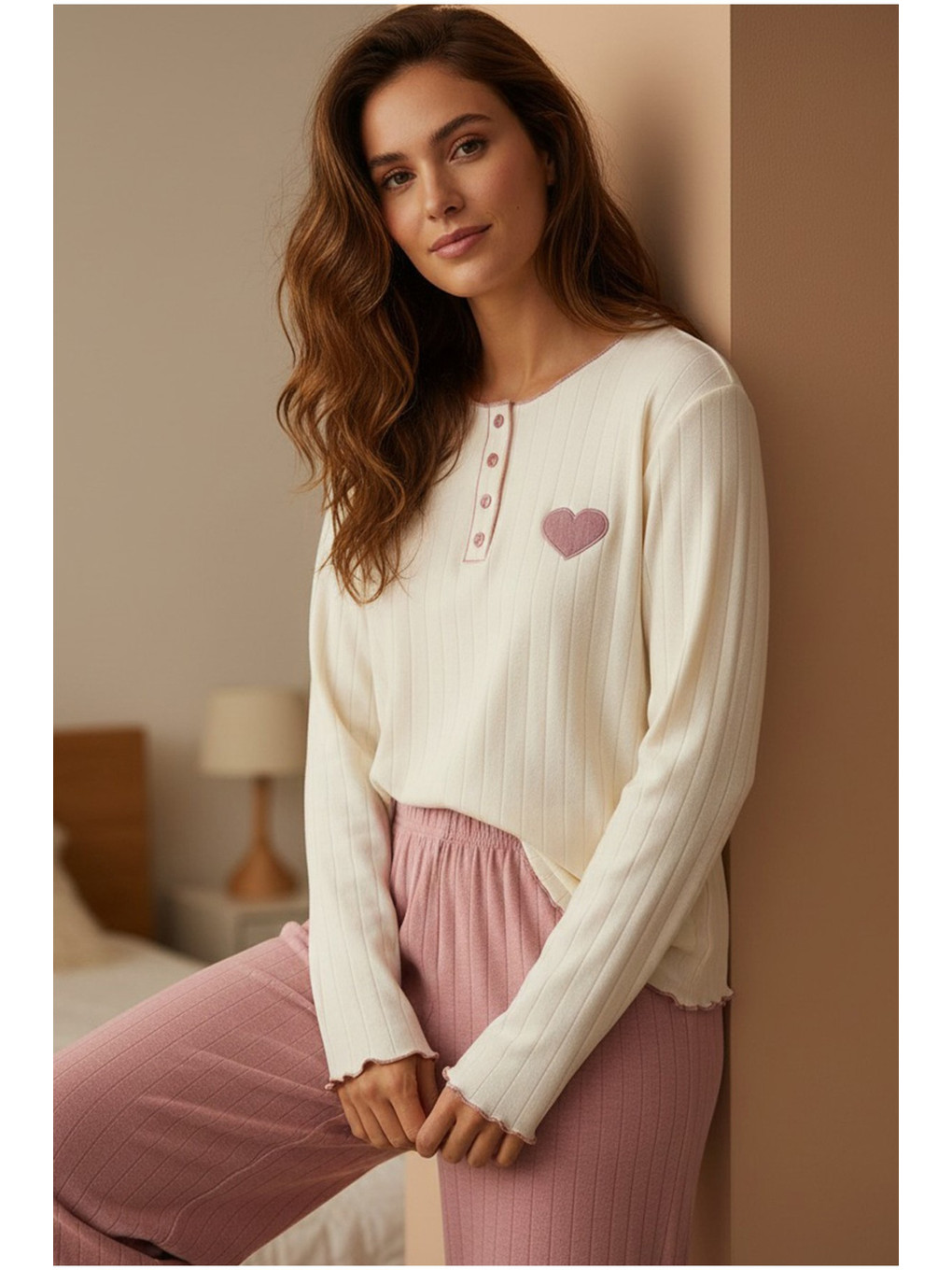 Pembe Örme İnterlok Pijama Takım25226009-1