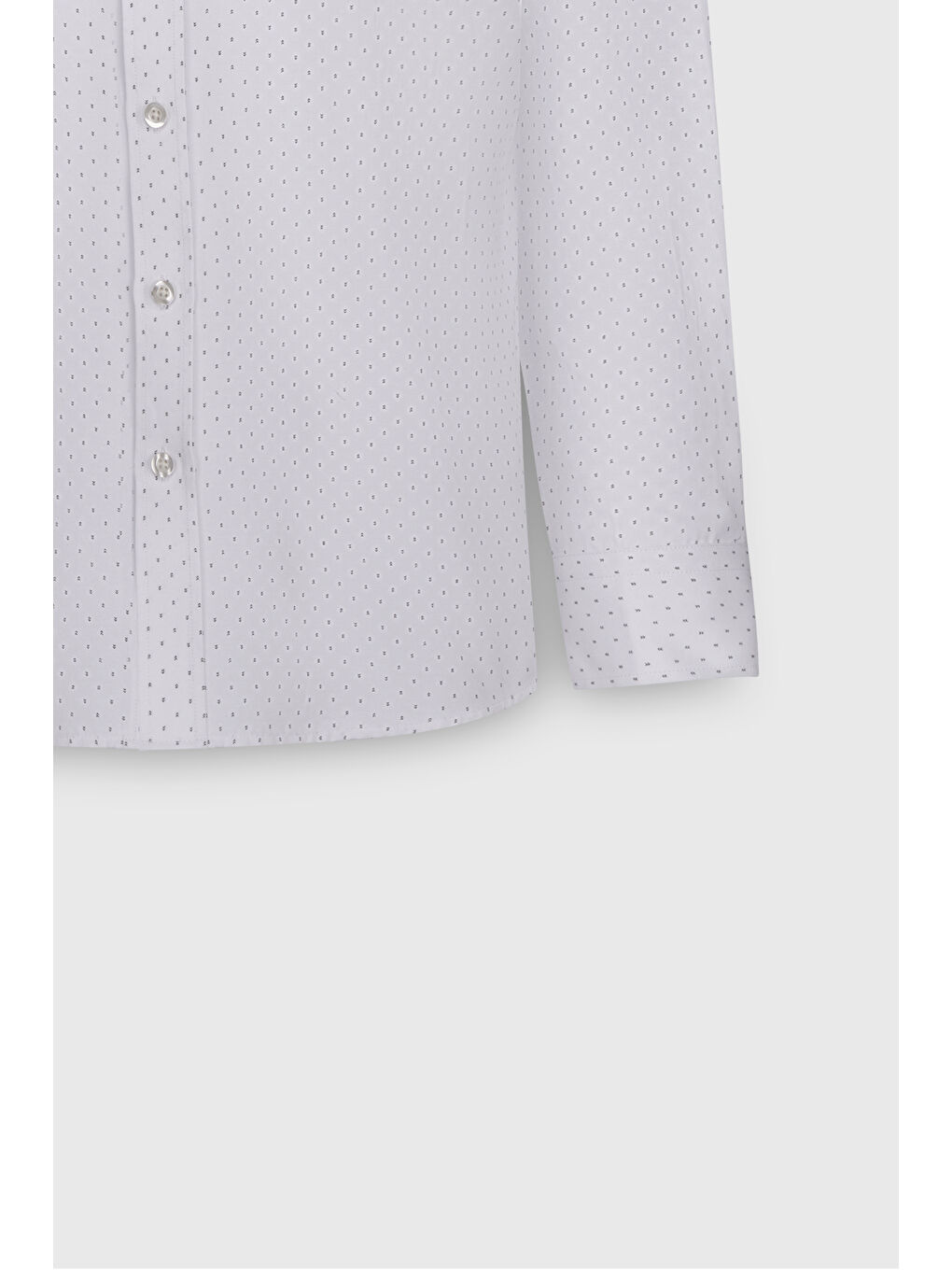 Erkek Beyaz-Haki Pamuklu Slim Fit Dar Kesim Klasik Yaka Armürlü Gömlek-7