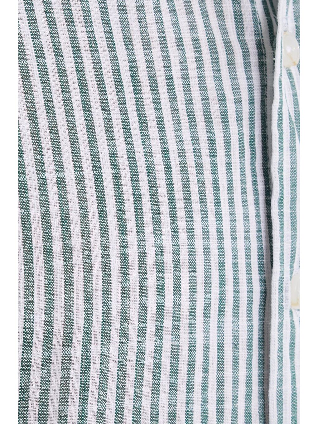 Karışık Erkek Slim Fit Dar Kesim Uzun Kollu %100 Pamuk Keten Doku Yeşil Çizgili Gömlek-5