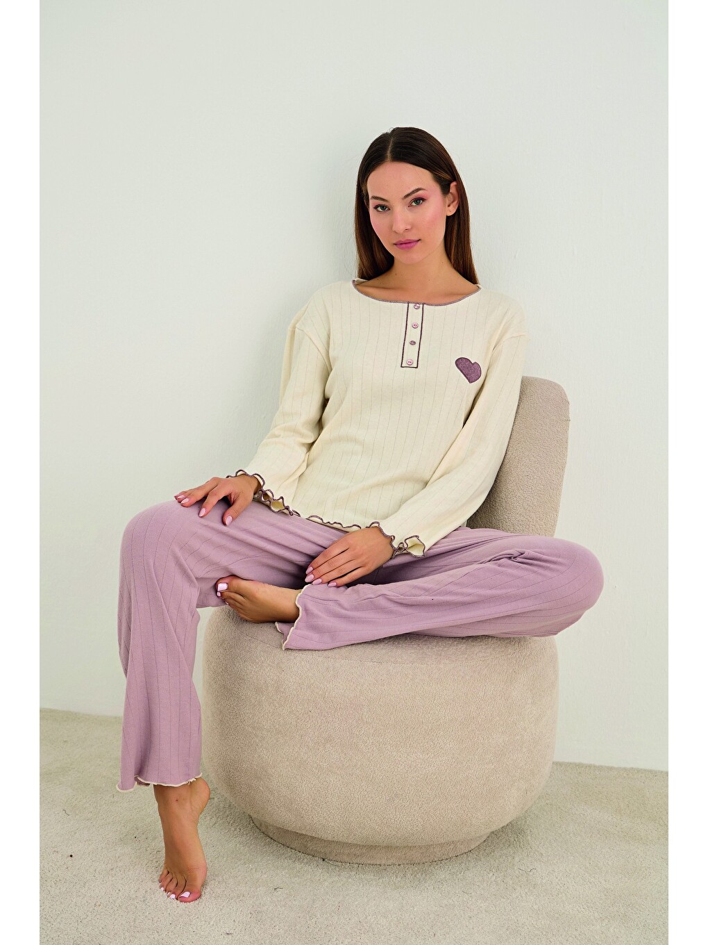 Pembe Örme İnterlok Pijama Takım25226009-1